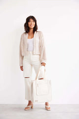 The North To South Tote in Beige